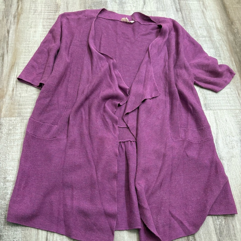 Eileen Fisher Shortsleeve Purple Cardigan Small